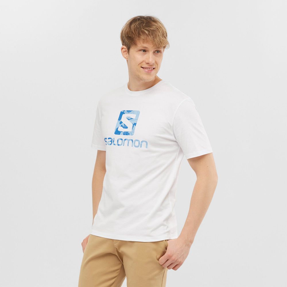 T-Shirts Salomon Homme Blanche - Salomon OUTLIFE LOGO - France (0946-JGIYV)